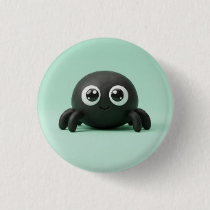Cute Black Spider Halloween Button