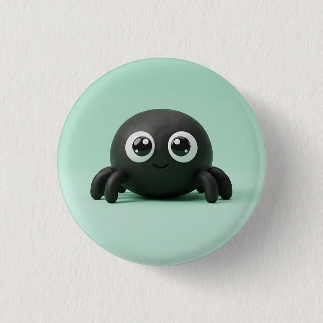 Cute Black Spider Halloween Button (Front)