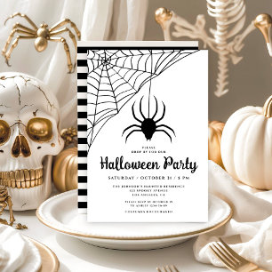 Cute Black Spider Halloween Party Invitation