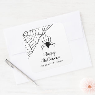 Cute Black Spider Happy Halloween  Square Sticker
