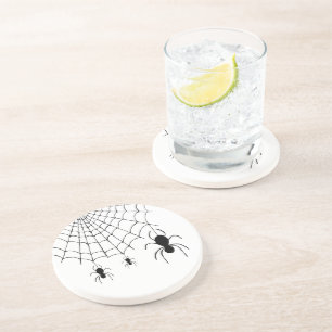 Cute Black Spider Web Halloween Coaster