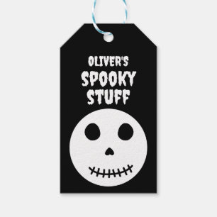 Cute Black Spooky Stuff Kids Halloween Skull Gift Tags