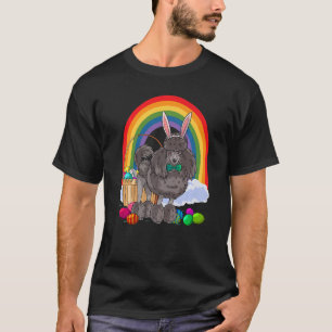 Cute Black Standard Poodle Easter Eggs Bunny Dog   T-Shirt