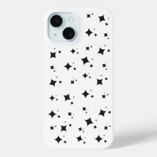 Cute Black Stars In Sky Pattern iPhone 15 Case