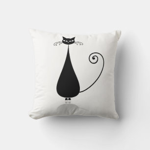 Cute Black Stylised Cats Cushion