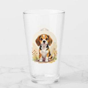 Cute Black Tan & White Tricolor Beagle Puppy Glass