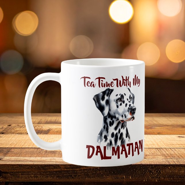Cute Black Tea & Dalmatian PERSONALIZE Coffee Mug ( Elegant design, personalize with your own words.)