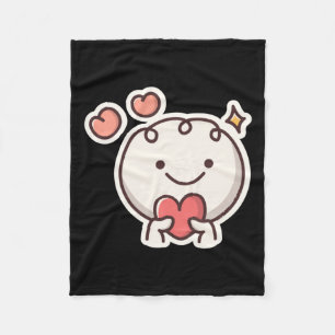 Cute Black Theam Receiving Love Sticker Fleece Blanket