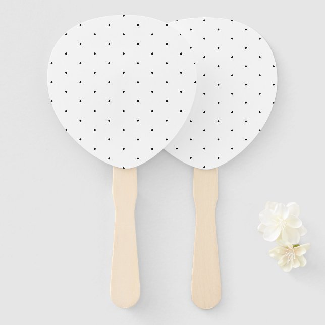 Cute Black tiny polka dots pattern elegant Hand Fan (Front and Back)