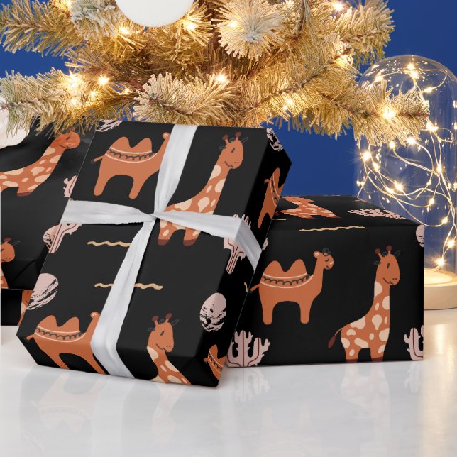 Cute Black Toy Animal Cactus Kids Wrapping Paper (Holidays)