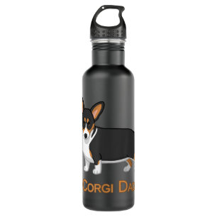Cute Black Tricolor Pembroke Corgi Dad Dog Lovers  710 Ml Water Bottle