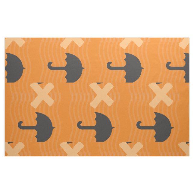 Cute Black Umbrella Pattern Monogram Fabric (Fat Quarter)