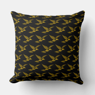 Cute black vintage gold eagle patterns cushion