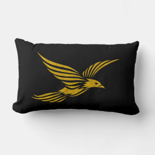 Cute black vintage gold eagle patterns lumbar cushion