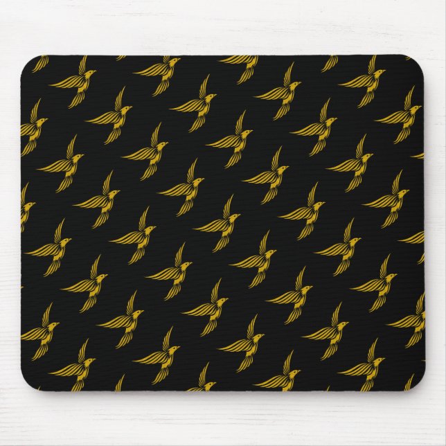 Cute black vintage gold eagle patterns mouse pad (Front)