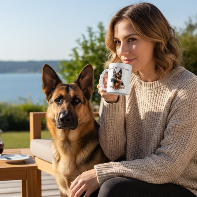  Cute  Black WATERCOLOR SHEPHERD  PERSONALIZE Coffee Mug (Creator Uploaded)