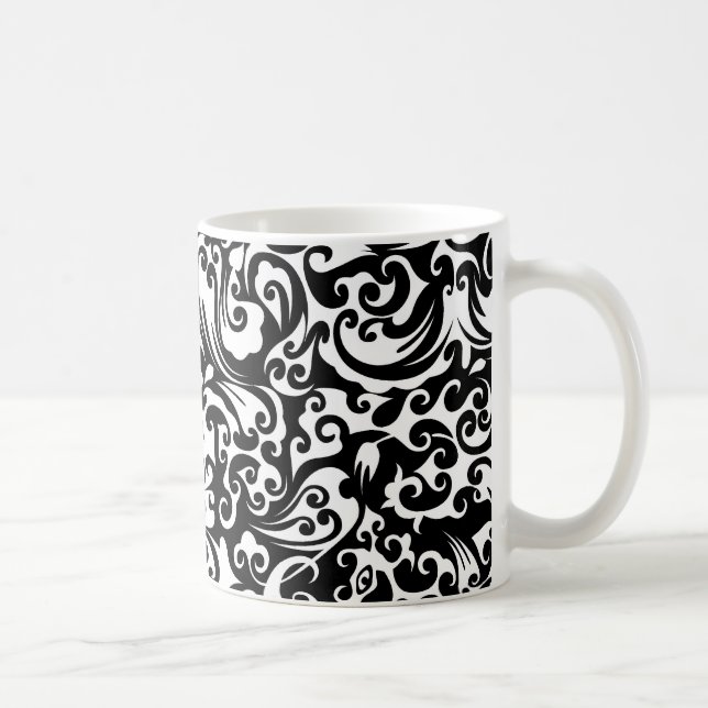 Cute black white abstract background design coffee mug (Right)