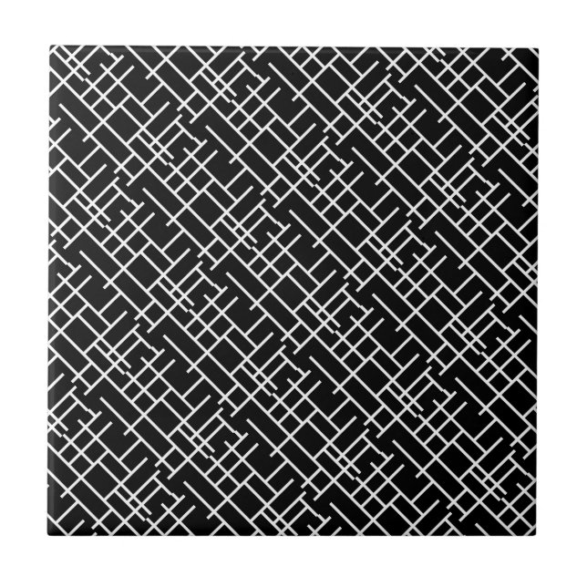Cute black white abstract design ceramic tile (Front)