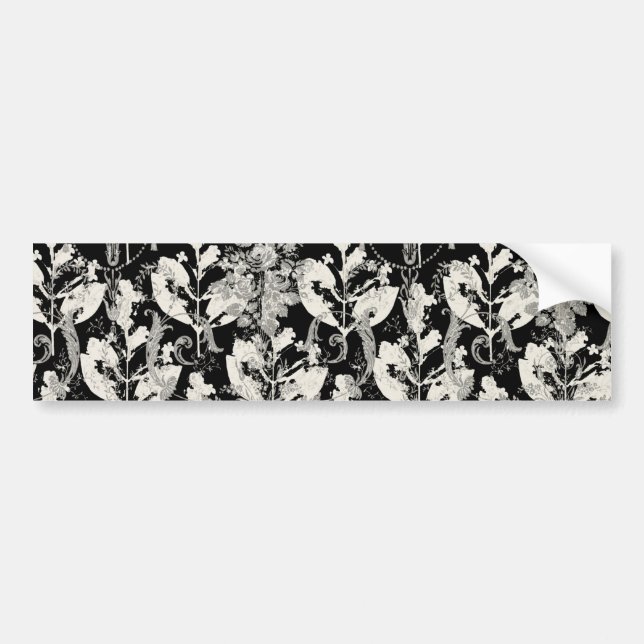 Cute black white abstract leaves patterns bumper sticker (Front)