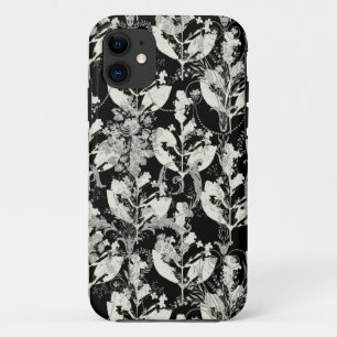 Cute black white abstract leaves patterns iPhone 11 case