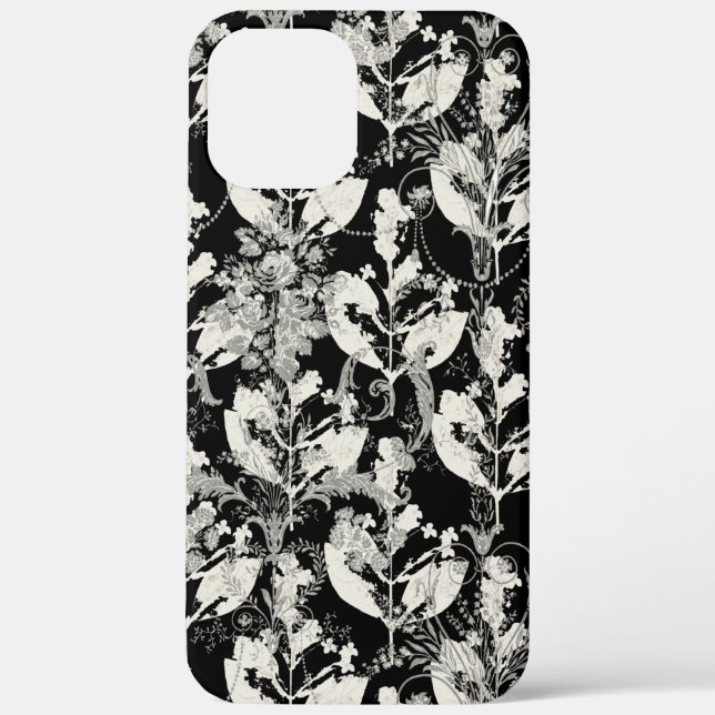 Cute black white abstract leaves patterns Case-Mate iPhone case (Back)