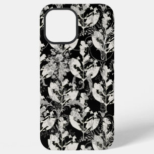 Cute black white abstract leaves patterns iPhone 12 pro max case