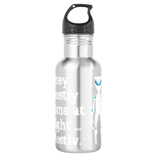Cute black white alien quote 710 ml water bottle (Front)