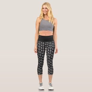 Cute black white alien quote capri leggings