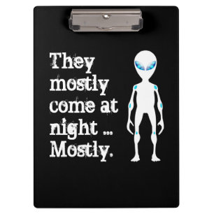 Cute black white alien quote clipboard