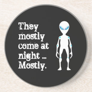Cute black white alien quote coaster