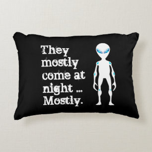 Cute black white alien quote decorative cushion