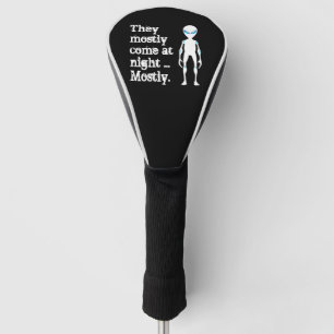 Cute black white alien quote golf head cover