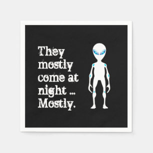 Cute black white alien quote napkin