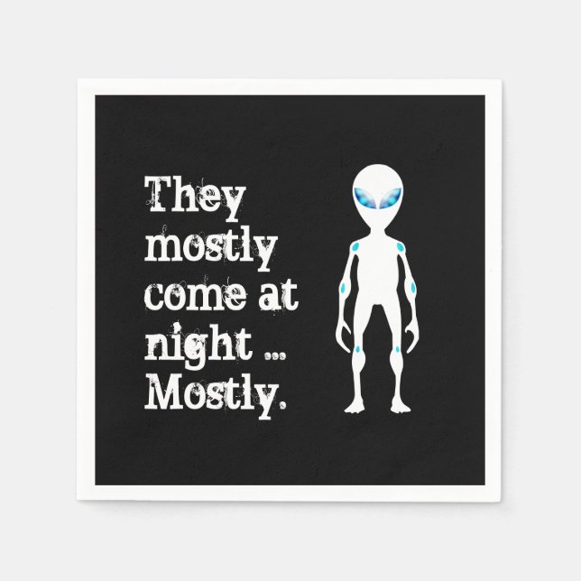 Cute black white alien quote napkin (Front)