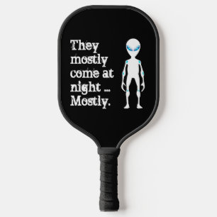 Cute black white alien quote pickleball paddle