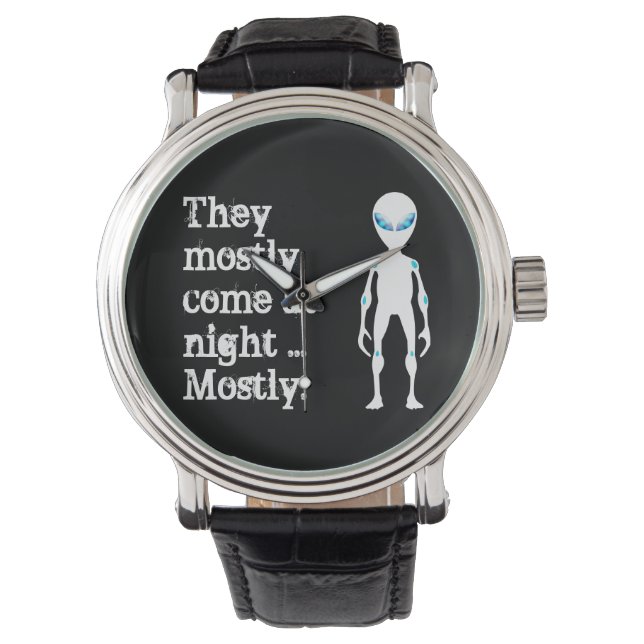 Cute black white alien quote watch (Front)