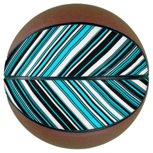 Cute black white aqua stripes basketball