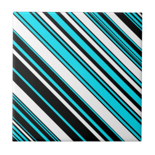 Cute black white aqua stripes Case-Mate iPhone cas Ceramic Tile