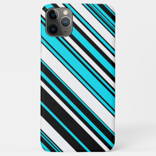 Cute black white aqua stripes iPhone 11 pro max case