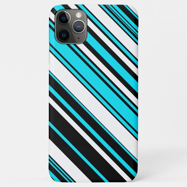 Cute black white aqua stripes Case-Mate iPhone case (Back)