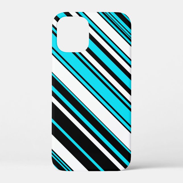 Cute black white aqua stripes Case-Mate iPhone case (Back)