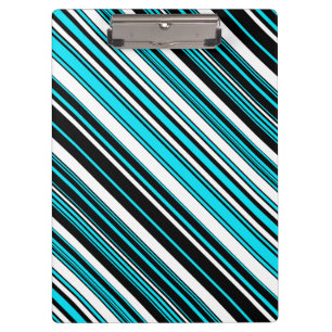 Cute black white aqua stripes clipboard
