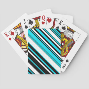 Cute black white aqua stripes playing cards