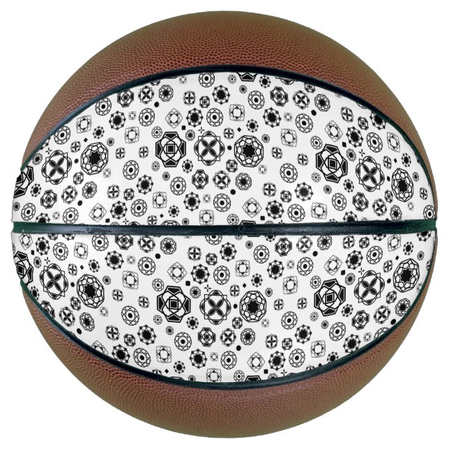 Cute black white arabesque decorative pattern basketball (Front)