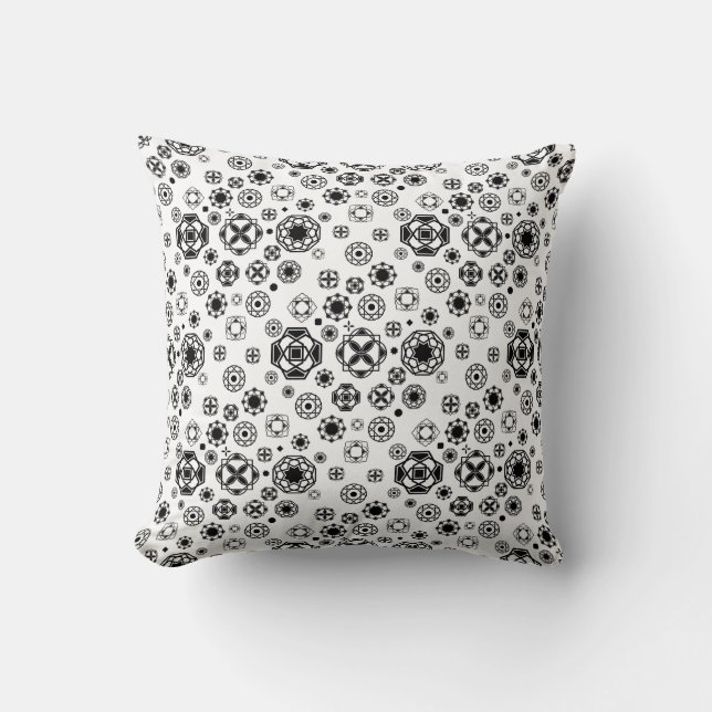 Cute black white arabesque decorative pattern cushion (Front)