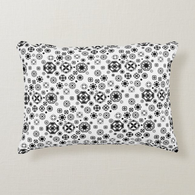 Cute black white arabesque decorative pattern cushion (Front)