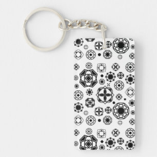 Cute black white arabesque decorative pattern key ring