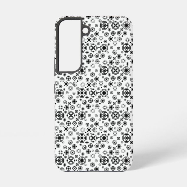 Cute black white arabesque decorative pattern samsung galaxy s22 case (Back)