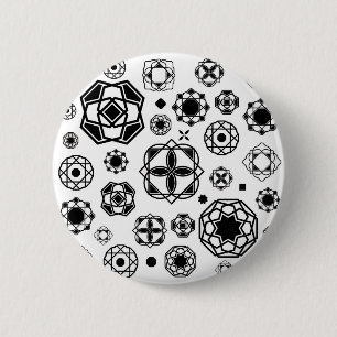 Cute black white arabesque decorative pattern thro 6 cm round badge