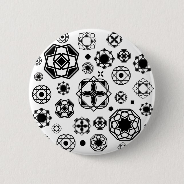 Cute black white arabesque decorative pattern thro 6 cm round badge (Front)
